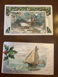 Silver Frame Vintage Christmas Postcard Lot