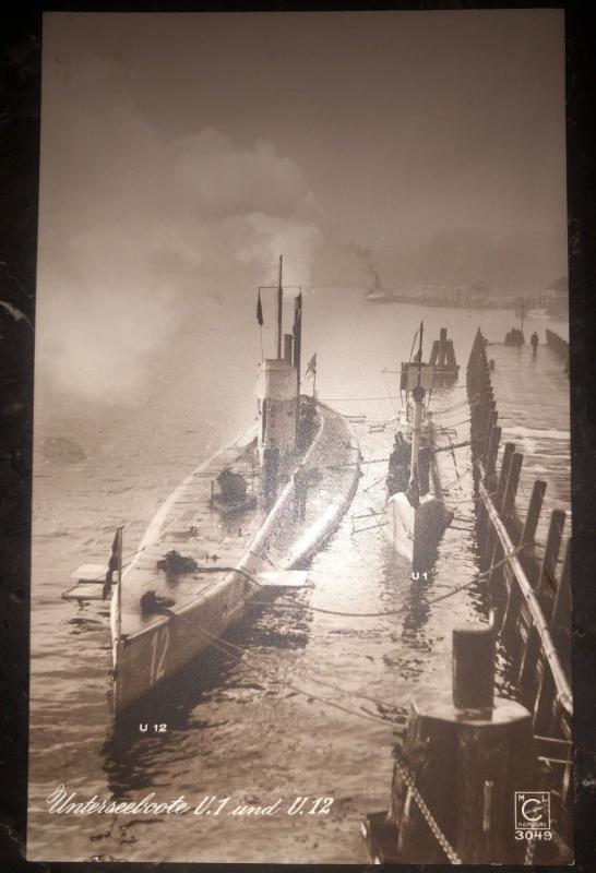 Mint WW 1 Imperial German Navy U1 & U12 Boat Submarine RPPC Postcard