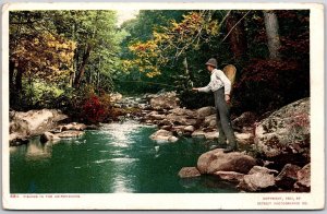 1908 Fishing Adirondacks Lake & Mountains New York Posted Postcard