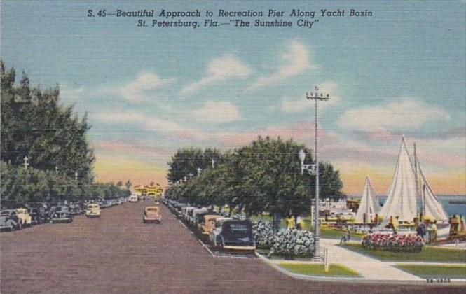 Florida St Petersburg Approach To Recreation Pier Along Yacht Basin Curteich