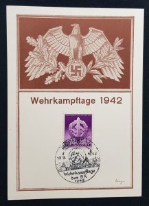 GERMAN EMPIRE 3rd THIRD REICH PROPAGANDA - POSTAL CARD SA COMBAT DAYS 1942