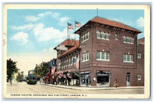 c1920 Exterior Towers Theatre Broadway Pine Street Camden New Jersey NJ Postcard