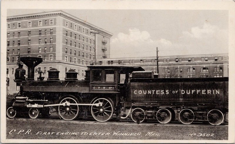 CPR Countess of Dufferin Train Engine Winnipeg Manitoba MB Litho Postcard H56