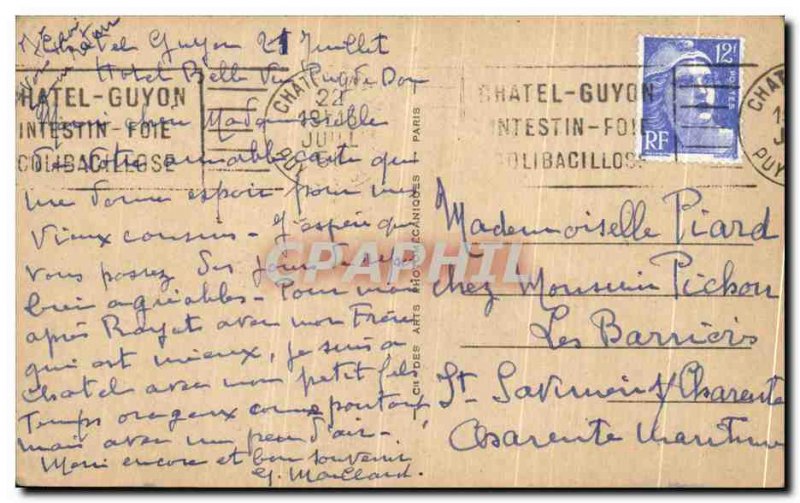 Old Postcard Chatelguyon Hotel Contiental