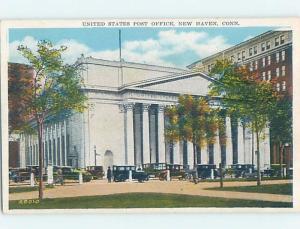 W-Border OLD CAR AT POST OFFICE New Haven Connecticut CT d8934