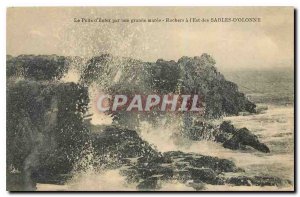 Old Postcard The Well of Hell high tide Rocks the East Sables d'Olonne