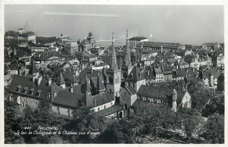 Europe Switzerland Postcard Chateaux Laussane and mountain view