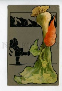 427113 GNOMES Silhouette HUGE CARROT ONION vegetables Vintage