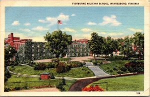 US Army Vintage Patriotic Postcard -Fishburne Military School - Waynesboro VA