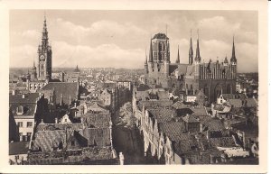 RPPC WWII Era Danzig, Germany, Gdansk Poland, 1940 Feldpost, Rathaus St. Mary's