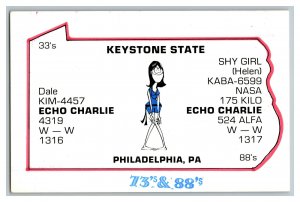 Postcard QSL Radio Card From Philadelphia PA Pennsylvania KIM-4457