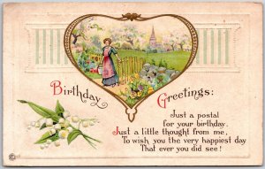 1918 Birthday Greetings With Message Landscape Roman Watering The Gard Postcard