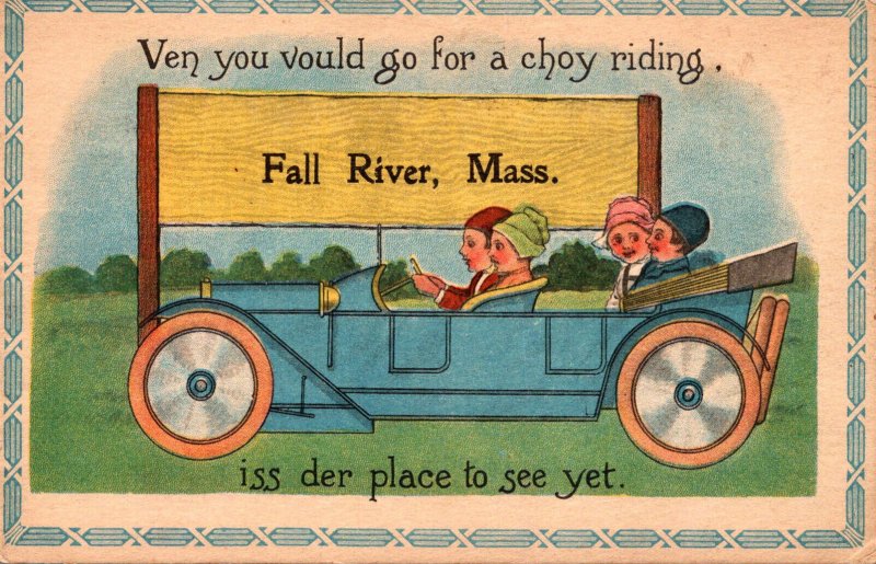 Massachusetts Fall River Couples Riding In Car 1915