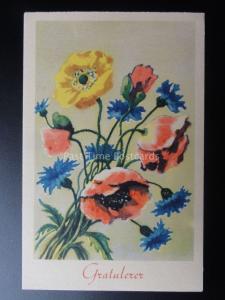 Norwegian Poppy Postcard: GRATILERER - Old Postcard series 2005/120