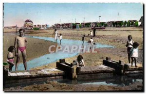 Postcard Modern Bernieres sur Mer pan Beach at low tide View