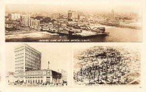 Long Beach CA Aerial View Three Images, Real Photo Postcard