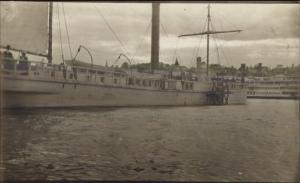 Albany or Troy? Steamer Hendrick Hudson & Other Yacht Real Photo Postcard