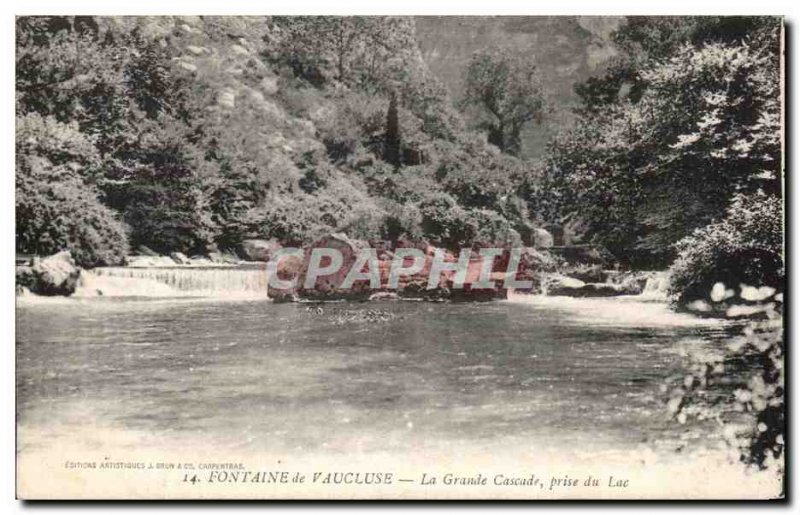 Old Postcard Fontaine De Vaucluse La Grande Cascade Taken From Lake