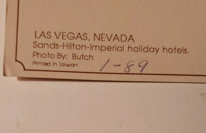 VTG Postcard Las Vegas Fun Capital Sands Hilton Imperial holiday hotels 1987 703