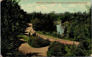 Connecticut Hartford Elizabeth Park Walks Driveway and Pond 1912