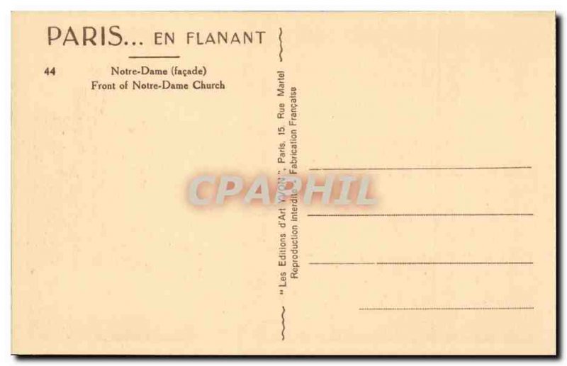 Paris - 4 - Notre Dame Old Postcard