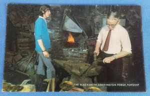Vintage Salmon  Postcard The Blacksmith Cockington Forge Torquay Devon    D1B