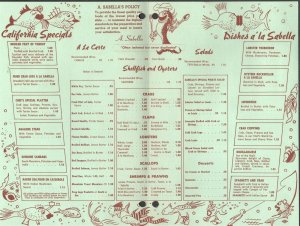 1950's Menu Postcard A Sabella's Fish Grotto San Francisco California CA