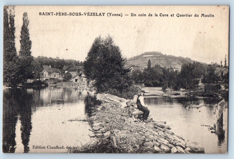 Saint-Pere-Sous-Vezelay France Postcard Corner of the Cure Moulin Quarter c1910