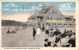 Magnolia Massachusetts The Beach & Swimming Pool Vintage Postcard CC4236