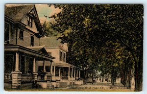 CHANUTE, KS Kansas RESIDENCES on West MAIN STREET 1912  Neosho County Postcard