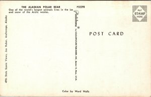 Vtg 1950s The Alaskan Polar Bear Unused Chrome Postcard