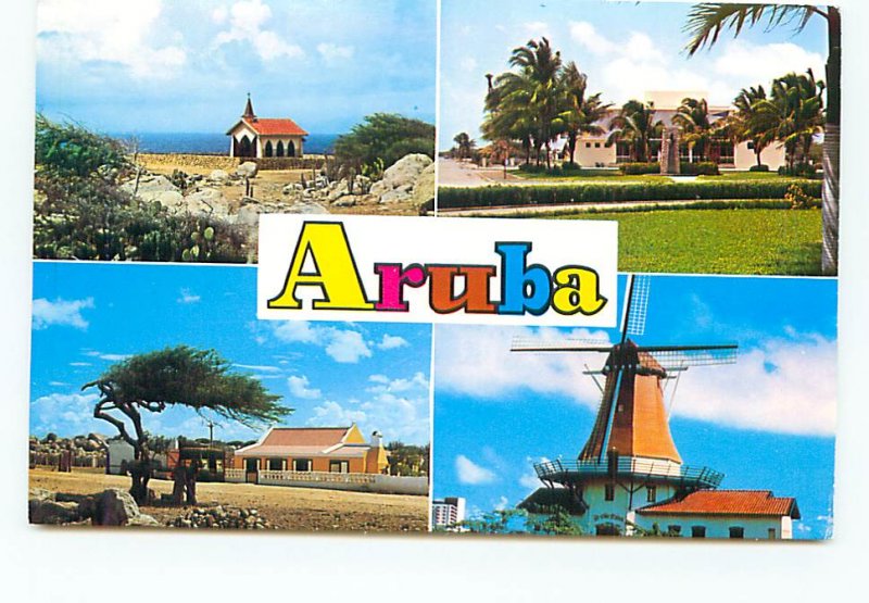 Old Aruba Postcards Chapel Alto Vista Divi-tree Dutch Mill