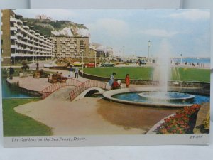 New Vintage Postcard Water Fountain & The Gardens on the Sea Front Dover 1960s