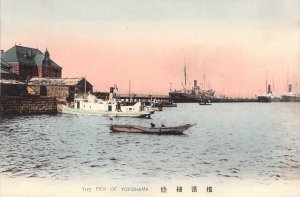 c.'07 Early Japanese Art , The Pier of Yokohama, Old Postcard