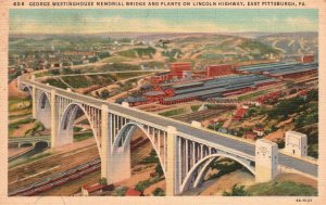 Vintage Postcard 1941 George Westinghouse Memorial Bridge East Pittsburgh PA