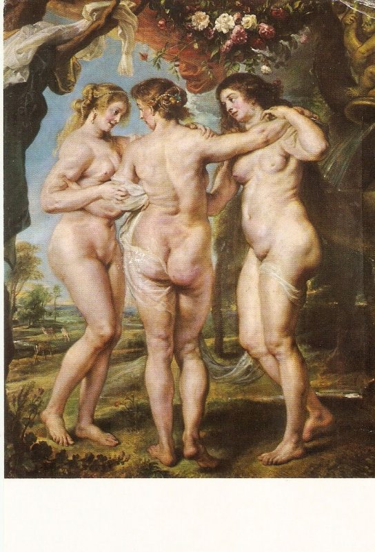 Rubens. The Three Graces Fine art, painting, modern Spanish postcard
