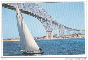 Blue Water Bridge, Sailboat, Sarnia, Ontario, Canada, 1940-1960s