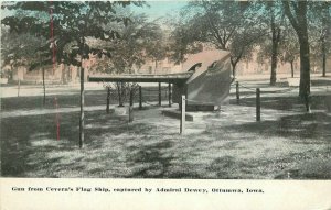 Cevera's Flag Dewey Ottumwa Iowa C-1910 Military Canon Postcard 21-3103