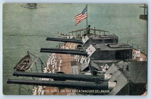 Postcard Big Guns On The Dreadnaught Delaware General Merchandise Advertising