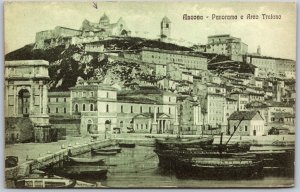 Vtg Ancona Italy Panorama and Arco Traiano Arch of Trajan Postcard