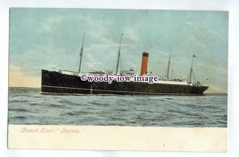 pf7088 - Cunard Liner - Ivernia , built 1900 - postcard