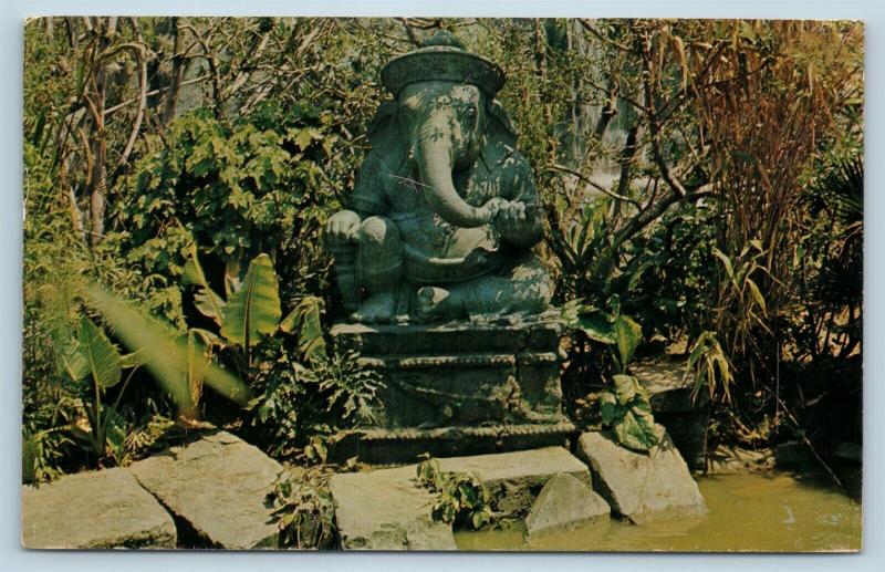 Postcard CA Anaheim Disneyland Jungle Cruise Elephant Pool Ganesha Statue B4 Q13