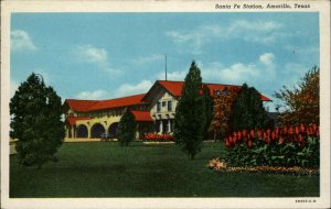 Amarillo Texas TX Santa Fe Railroad Train Station Depot Vintage Postcard