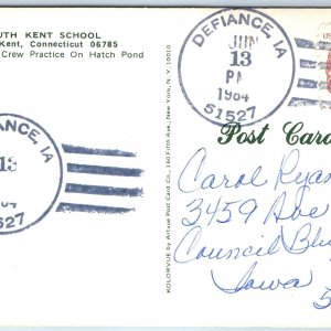 1984 Defiance, IA Post Office Cancel Postcard Town USPO Postal History A267