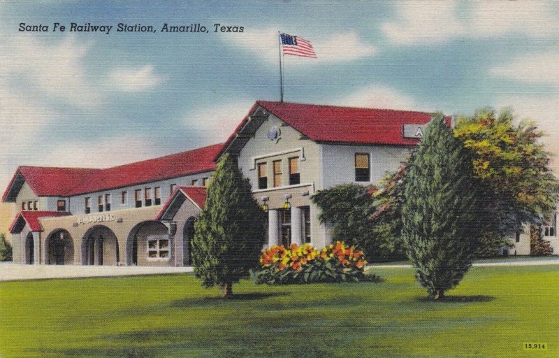 Texas Amarillo Santa Fe Railway Station 1947 sk3249