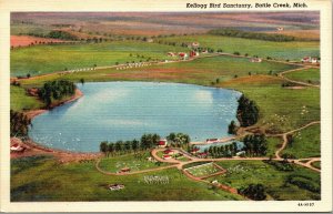 Vtg Battle Creek Michigan MI Kellogg Bird Sanctuary Aerial View 1930s Postcard