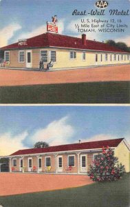 Rest Well Motel US 12 16 Tomah Wisconsin linen postcard