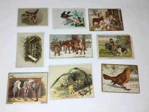 Victorian Trade Card Mixed Lot of 9 Animals Birds Advertising Scrapbooking