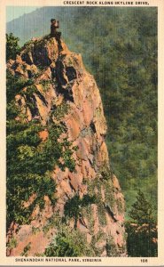 Vintage Postcard Crescent Rock Along Skyline Drive Shenandoah National Park VA