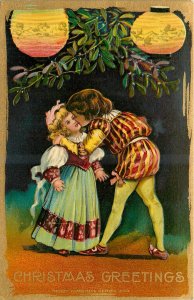 c1910 Children Christmas greetings artist impression Postcard 25-11475